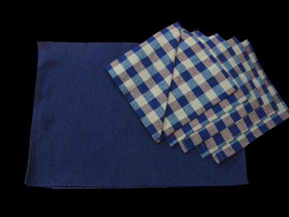 Table set of 6 Met and 6 Napkin Checks Pattern 